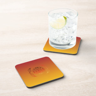 Ethereal Embers – Red & Orange Floral Art Coaster
