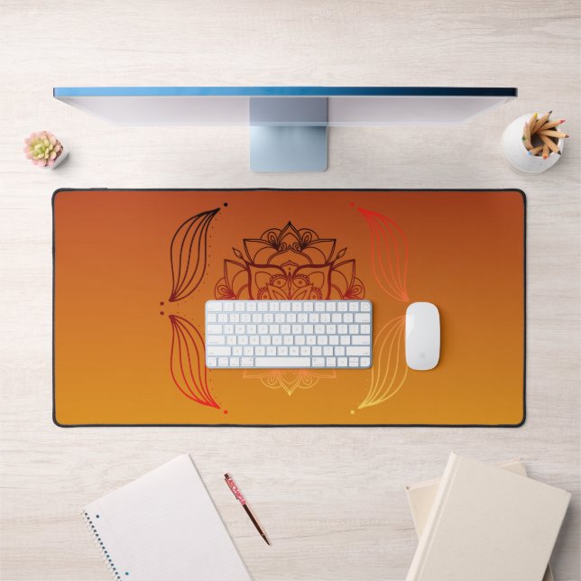 Ethereal Embers – Red & Orange Floral Desk Mat (Office 1)