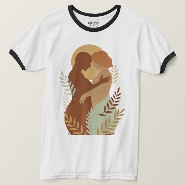 Ethereal Embrace Artistic Ringer Tee - Minimalist  (Design Front)