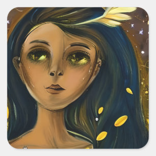Ethereal Enchanted Angelic Girl  Square Sticker