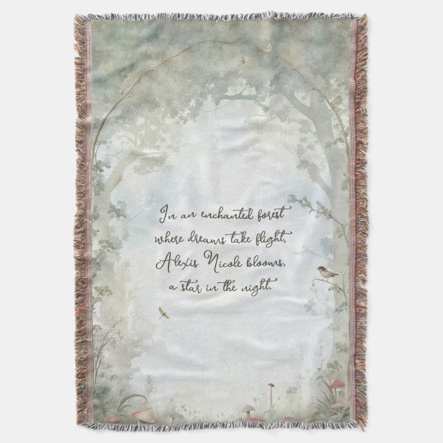 Ethereal Enchanted Forest Throw Blanket (Front Vertical)
