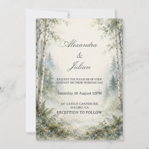 Ethereal Enchanted Forest Wedding Silverwood Mist Invitation