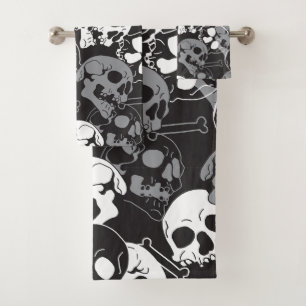 Ethereal Enigma: Intricate Patterned Skull Design Bath Towel Set