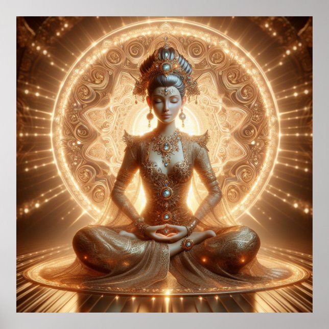 Ethereal Enlightenment -Golden Aura Meditative Art Poster (Front)
