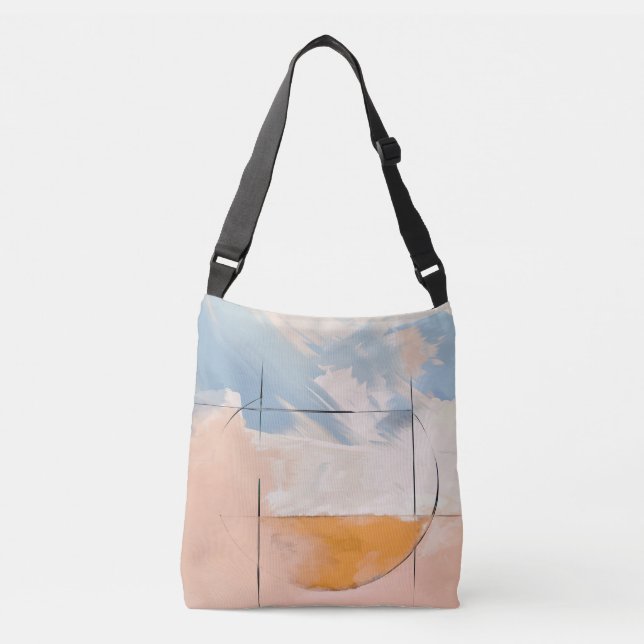 Ethereal Equilibrium: Where Geometry Meets the Sky Crossbody Bag (Front)
