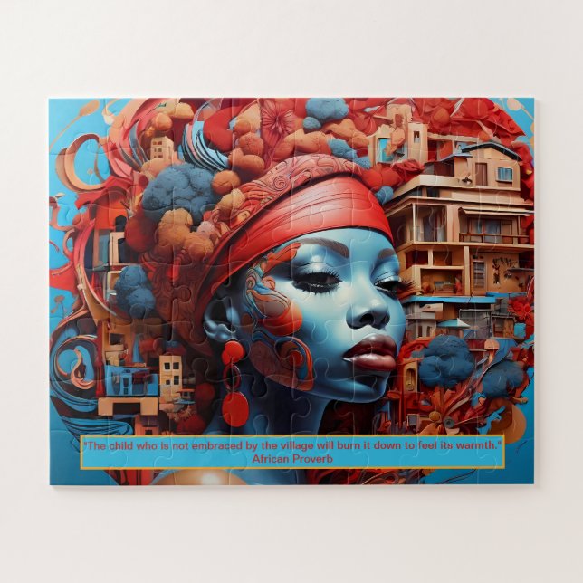 Ethereal Essence: African Dreams Portrait Motivate Jigsaw Puzzle (Horizontal)