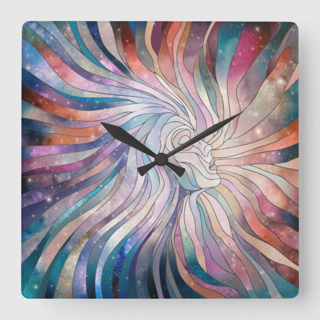 Ethereal Essence - Mosaic Art Square Wall Clock (Front)