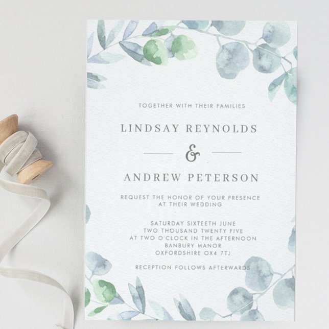 Ethereal Eucalyptus Dusty Blue Wedding Invitation (Creator Uploaded)
