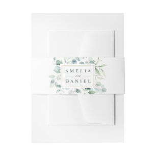 Ethereal Eucalyptus Gold Frame Greenery Wedding Invitation Belly Band