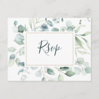 Ethereal Eucalyptus Gold Greenery Wedding RSVP