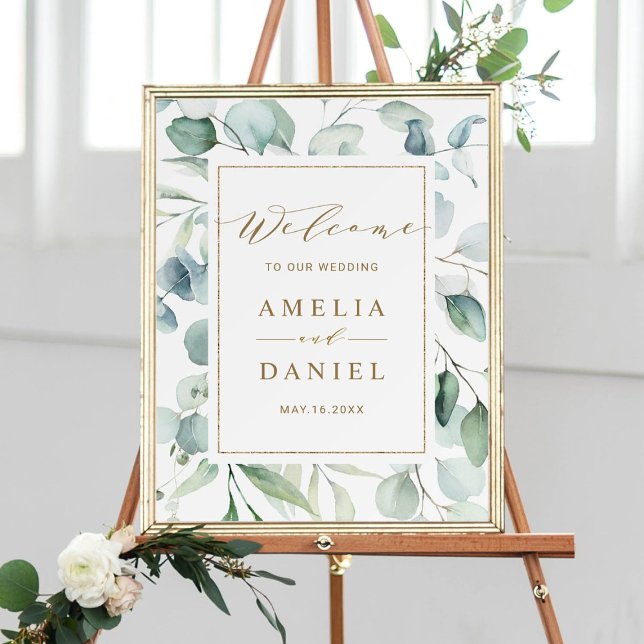 Ethereal Eucalyptus Gold Greenery Wedding Welcome  Poster (Creator Uploaded)