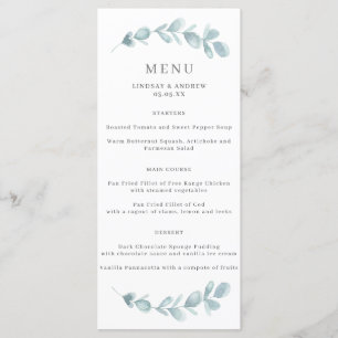 Ethereal Eucalyptus Wedding Menu