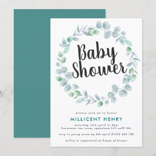 Ethereal Eucalyptus Wreath Baby Shower Invitation