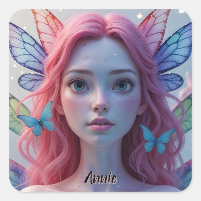Ethereal Fairy Girl: Square Sticker (Front)