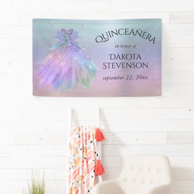 Ethereal Fairy Gown | Rainbow Ombre Pastel Sheen Banner (Insitu)