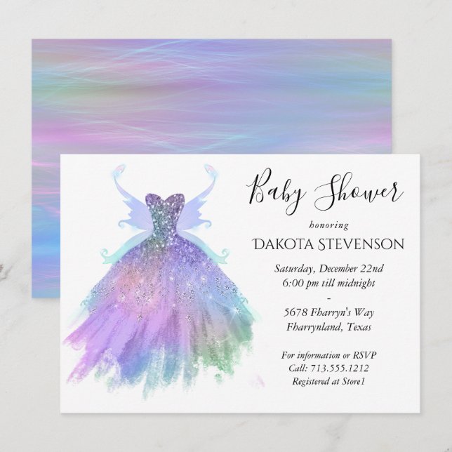 Ethereal Fairy Gown | Rainbow Ombre Pastel Sheen Invitation (Front/Back)