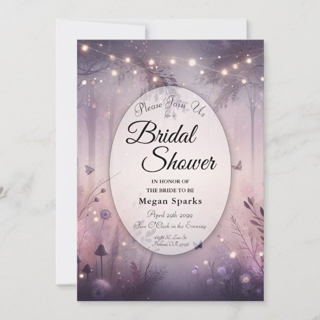 Ethereal Fairy Lights Forest Bridal Shower Invitation (Front)