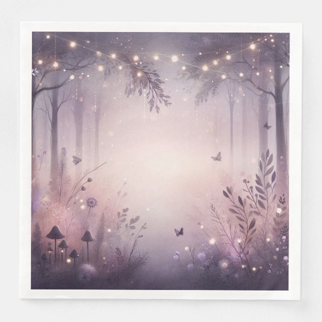 Ethereal Fairy Lights Forest Dinner Napkins (Front)