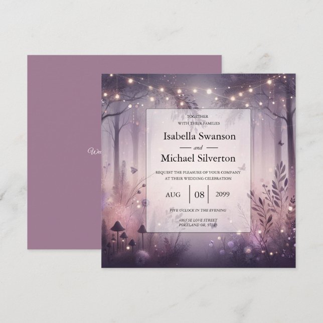 Ethereal Fairy Lights Forest Wedding Invitation (Front/Back)