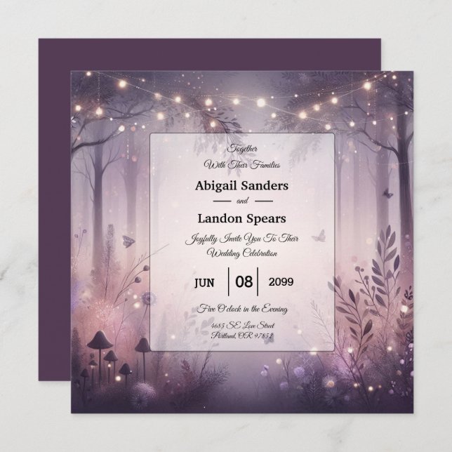 Ethereal Fairy Lights Forest Wedding Invitation (Front/Back)
