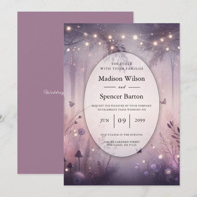 Ethereal Fairy Lights Forest Wedding Invitation (Front/Back)