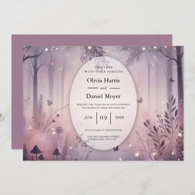 Ethereal Fairy Lights Forest Wedding Invitation (Front/Back)