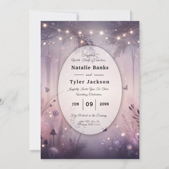 Ethereal Fairy Lights Forest Wedding Invitation (Front)