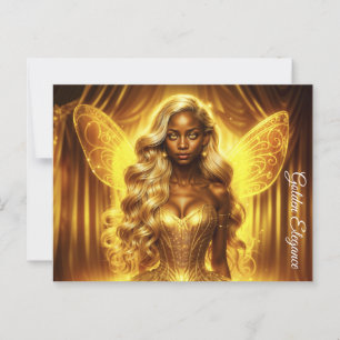Ethereal fairy princess with glowing golden aura postcard