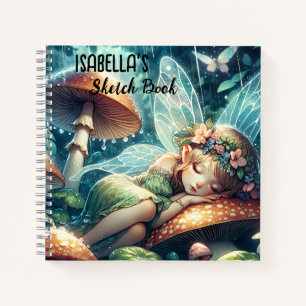 Ethereal Fairy Sleeping on a Mushroom Personalised Notebook