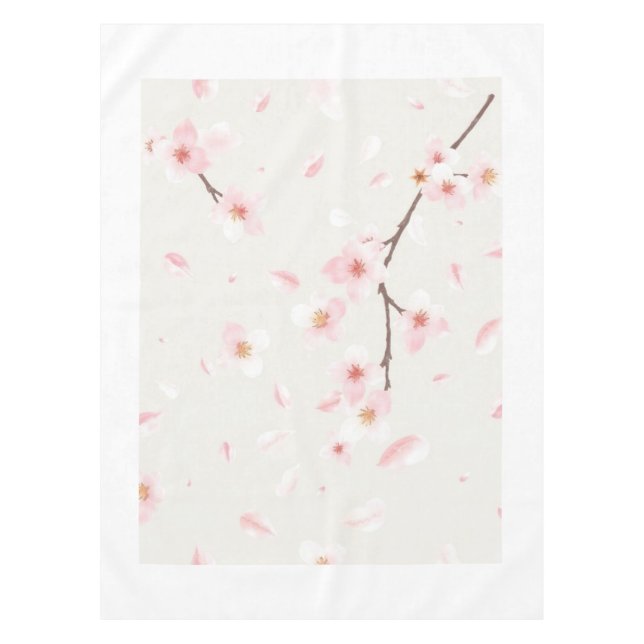 Ethereal Falling Cherry Blossom Petals Soft Pink W Tablecloth (Front)