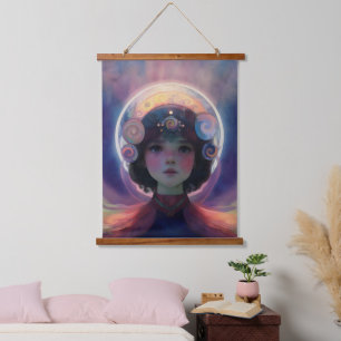 Ethereal Fantasy Celestial Child Dream Guardian Hanging Tapestry