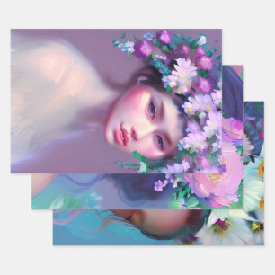 Ethereal Fantasy Fairytale Art   Pretty Women  Wrapping Paper Sheet