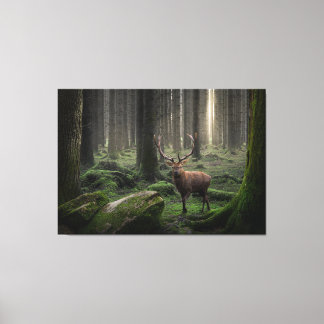 Ethereal Fantasy Forest with Radiant Light Canvas Print