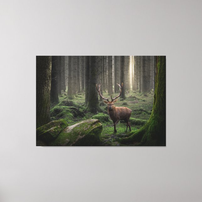 Ethereal Fantasy Forest with Radiant Light Canvas Print (Front)