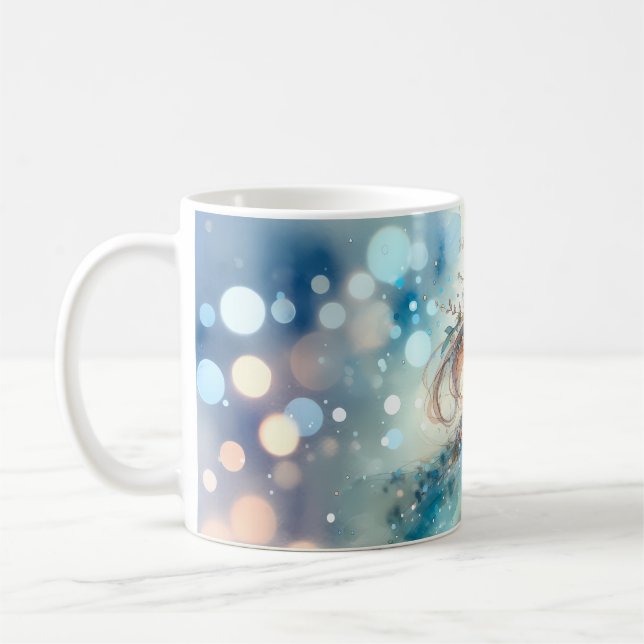 Ethereal Fantasy Goddess in a Watercolor Dream Coffee Mug (Left)