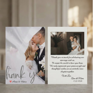 Ethereal Faux Vellum Overlay Printed Silver Thank You Card