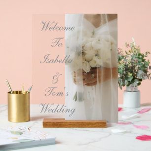 Ethereal Floral Romance Photo Wedding Welcome Acrylic Sign