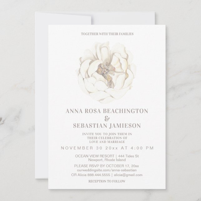 *~* Ethereal Floral ROSE AR8 RSVP Wedding Invitati Invitation (Front)