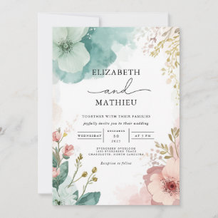 Ethereal Floral Watercolor Wedding Invitation