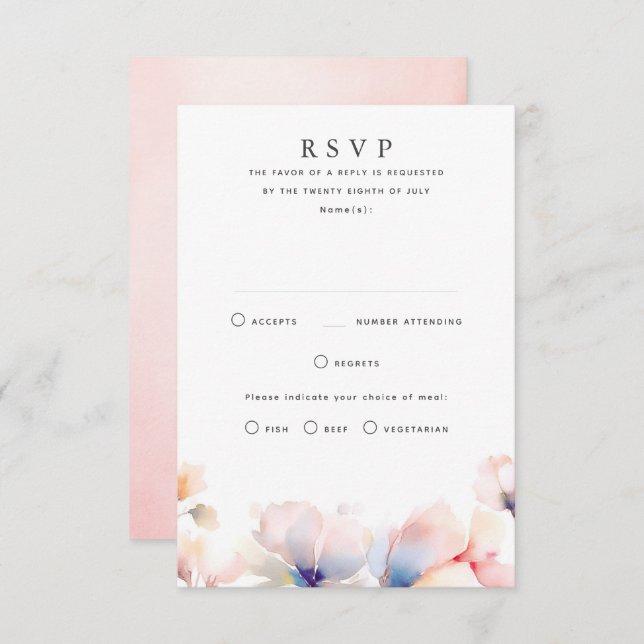 Ethereal Floral Wedding RSVP Cards (Front/Back)
