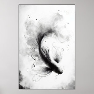 Ethereal Flow of a Graceful Koi Abstract Poster