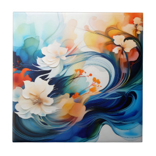 Ethereal Flow of Alcohol Ink Tile