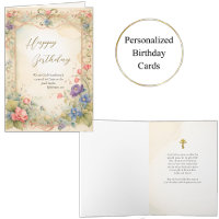 Ethereal Flowers on an Ornate Gold Frame Birthday 