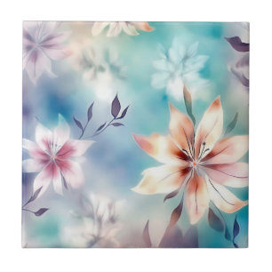 Ethereal Flowers Watercolor Tile