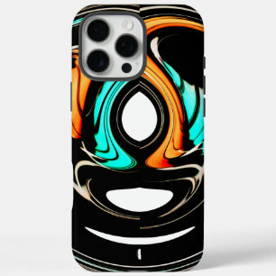 Ethereal Fluidity   Black, Cyan, & White Abstract  iPhone 16 Pro Max Case