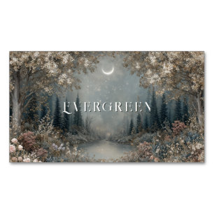 Ethereal Forest Moonlit Starry Night Magical Flora Magnetic Business Card
