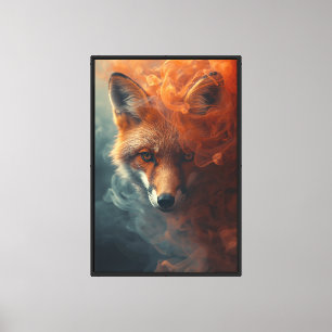 Ethereal Fox in Smoke & Mist – Mystical Canvas Art