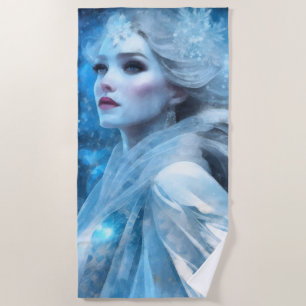 Ethereal Frozen Snow Queen Fantasy Art Beach Towel