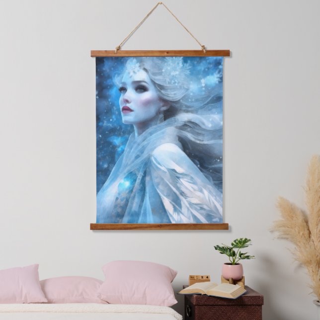 Ethereal Frozen Snow Queen Fantasy Art Hanging Tapestry (Bedroom)