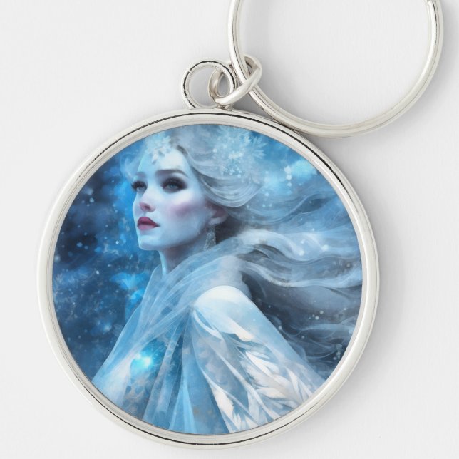 Ethereal Frozen Snow Queen Fantasy Art Key Ring (Front)